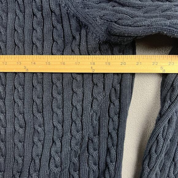 LL Bean Sweater Womens XL Blue Cardigan Stretch Button Up Cable Knit Casual - Picture 4 of 5